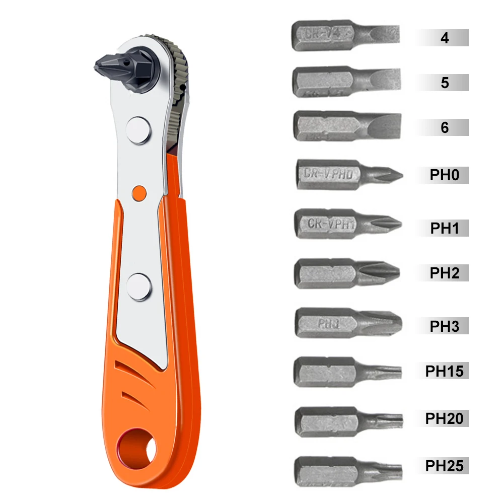 

1/4 in Ratchet Wrench Screwdriver Bit Hexagon Torx Ratchet Spanner Bidirectional Control For Quick Release Socket Repair Tool