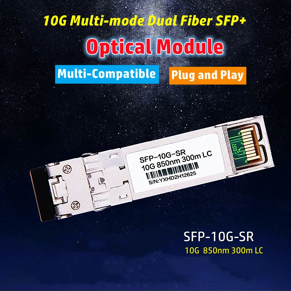 

10 Gigabit Multi-mode Dual Fiber SFP-10G-SR= 850NM 300M LC 10G Multi-compatible Optical Module 1PC 10PC Package