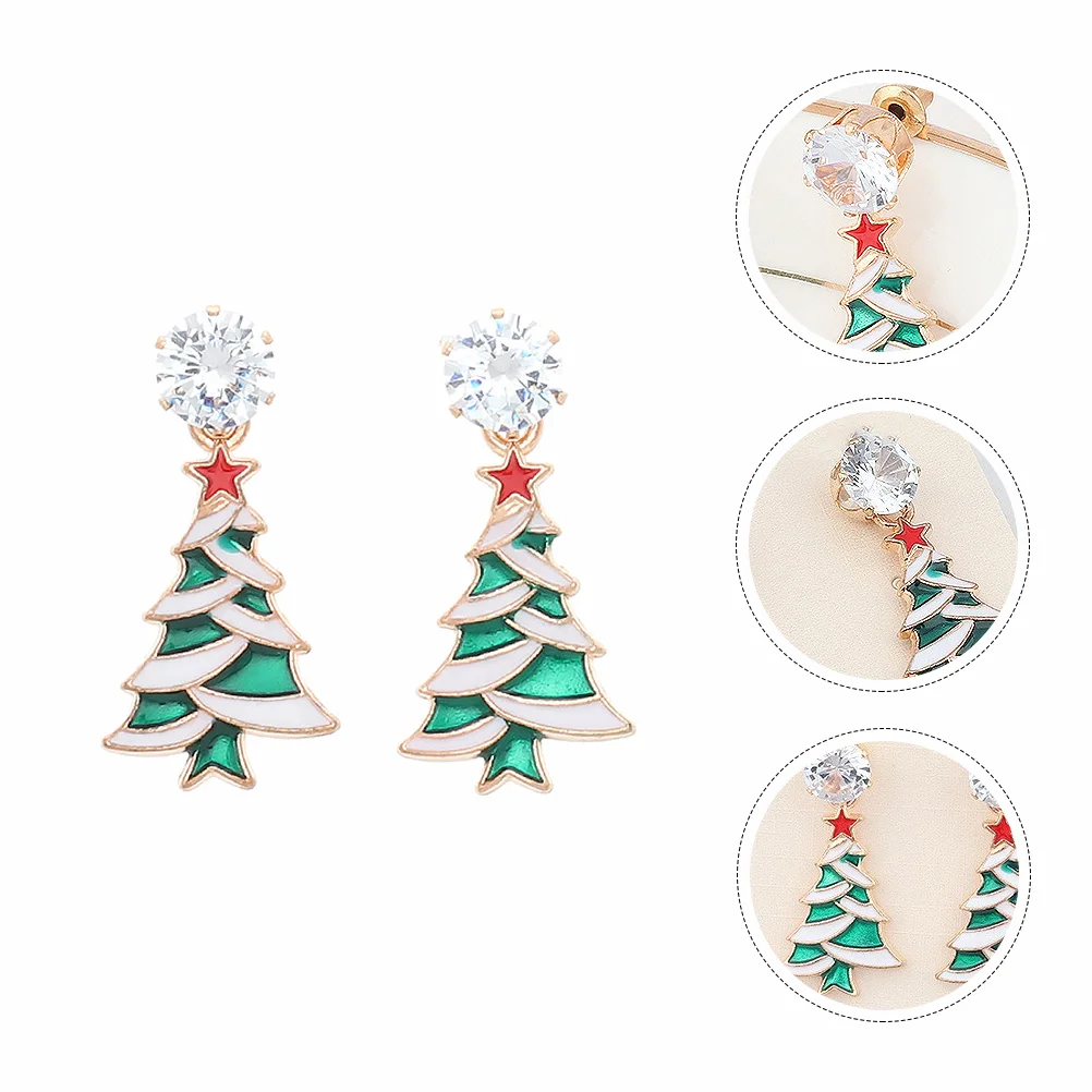 

1 Pair of Mini Christmas Tree Studs Street Photo Props