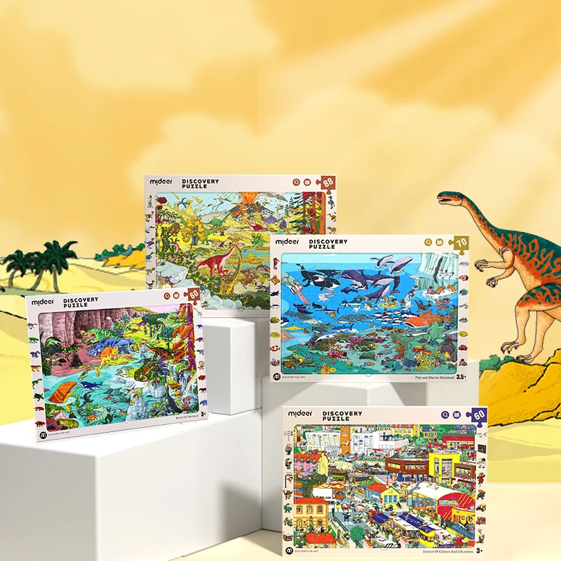 

Lovely Science Discovery Dinosaur Puzzle Game Children's Toy Jigsaw Montessori Educational Intellectual DIY Gift