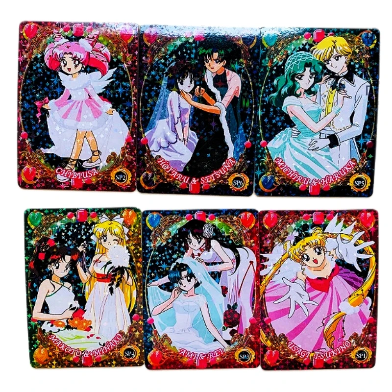 

6pcs/set Sailor Moon Animation Characters Tsukino Usagi Aino Minako Chibiusa Flash Card Classics Anime Collection Cards Toy