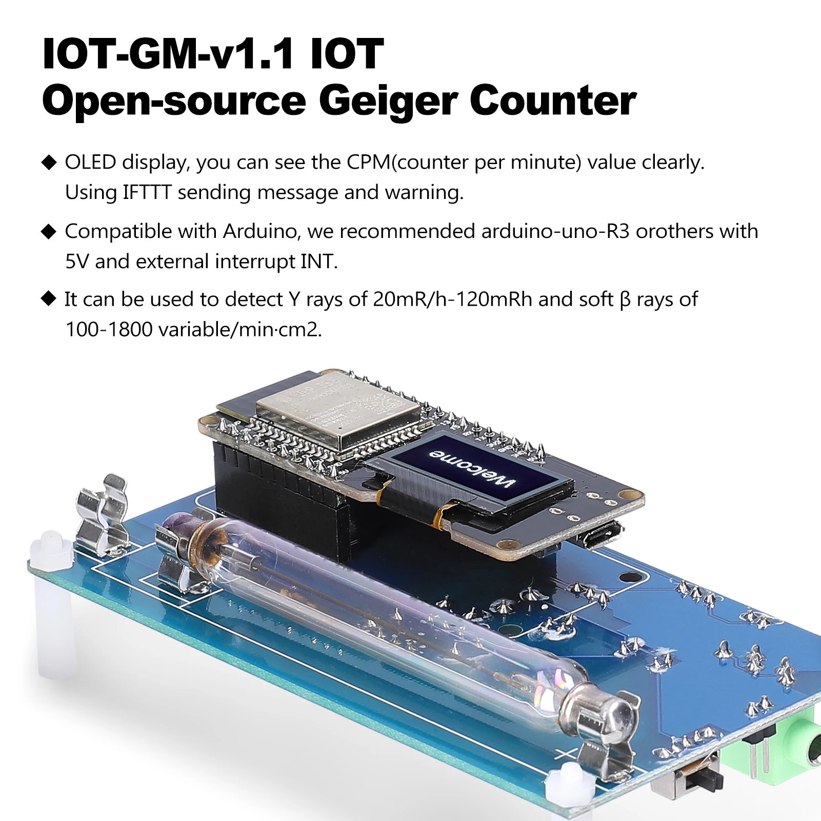

Open-source Geiger Counter OLED Display Nuclear Radiation Detector Set Marble-tile Tester Iodine 131 Radiation Monitor