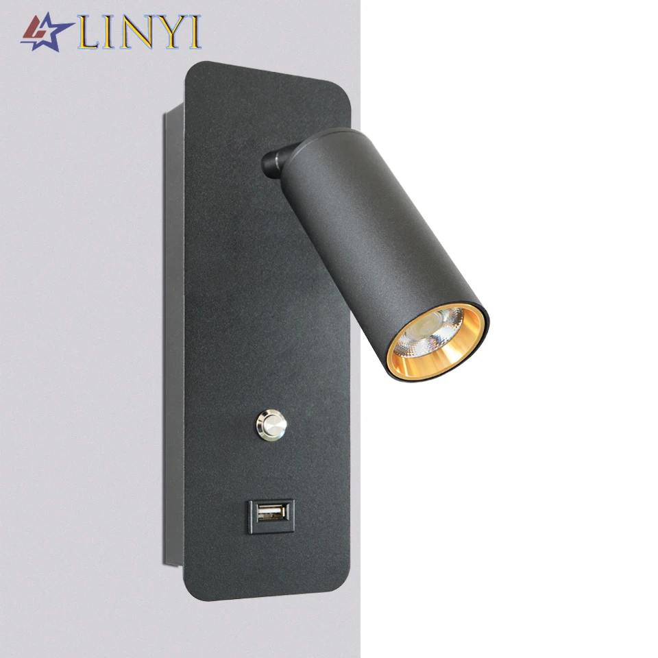 

Modern Indoor Led Wall Lamps 7W with USB Charge Wall Lamp Bedroom Living Room Nordic Wall Light Aisle with Switch Wall Sconces
