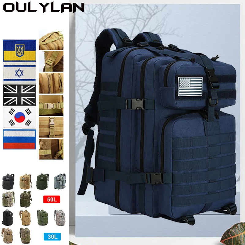 

Мужской походный рюкзак большой вместимости, армейские тактические рюкзаки, военная камуфляжная дорожная сумка, уличный Рюкзак MOLLE для кемпинга 30 л/50 л