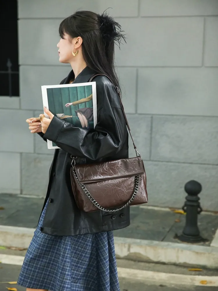 Сумка-мессенджер женская из натуральной кожи элегантная офисная сумочка на