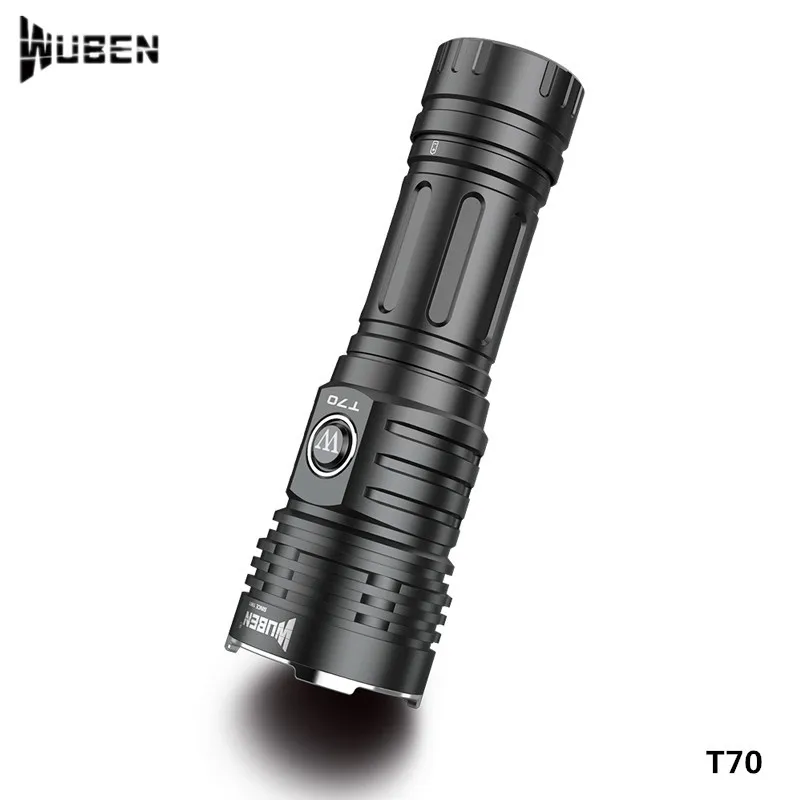 Высокомощный перезаряжаемый фонарик Wuben T70 модель XHP70.2 светодиодный Тип C USB
