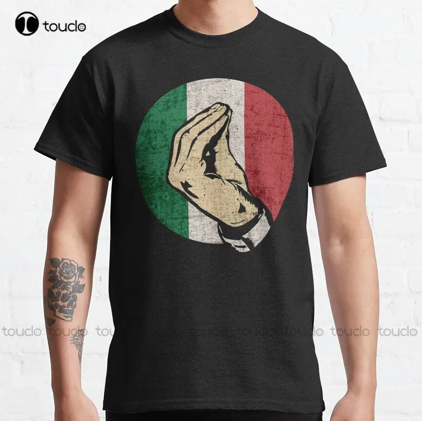 

Italian Hand Gesture Sing Language Funny Italy Flag Vintage Classic T-Shirt Baseball Shirts Xs-5Xl Streetwear Unisex Cartoon