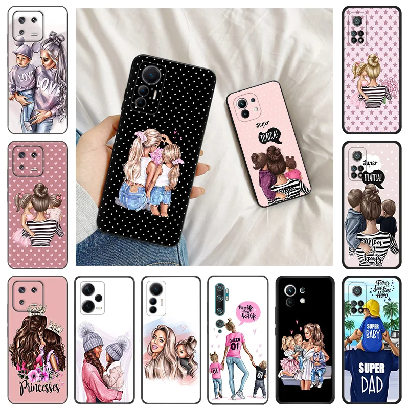 

Soft Case for Xiaomi 13 Pro 12 Lite 12t 12s Ultra 12x 12c X5 Redmi Note12 K50 Super Baby Mama Girl Boy Black Phone Cases Cover