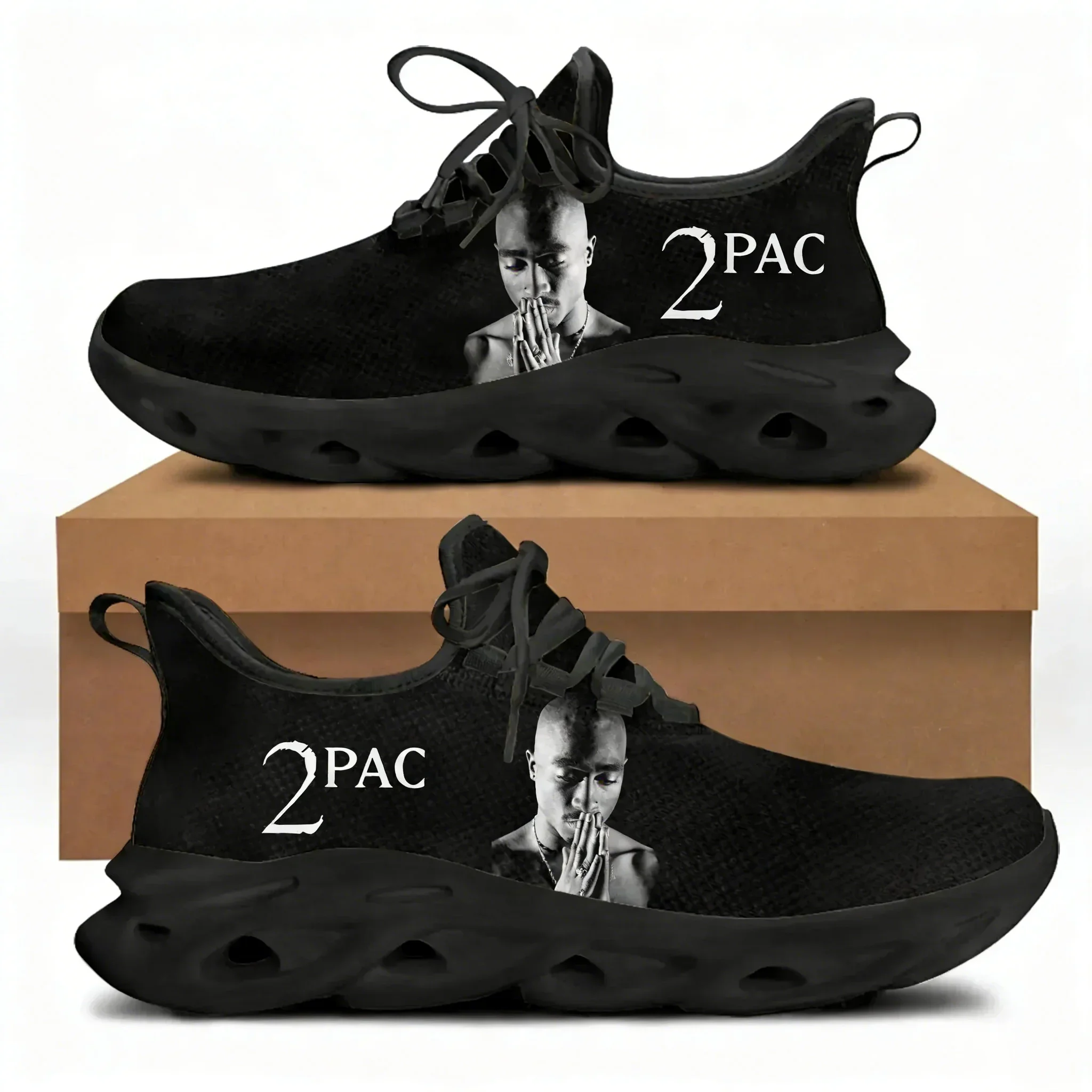 Фото Спортивная обувь 2Pac Tupac Rap All Eyez on Me для мужчин, женщин, подростков, детей, повседневные кроссовки, индивидуальные высококачественные парные кроссовки №4