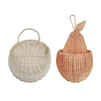 handmade wicker woven storage basket wall mounted dried flower container hanging woven rattan home garden balcony decoration