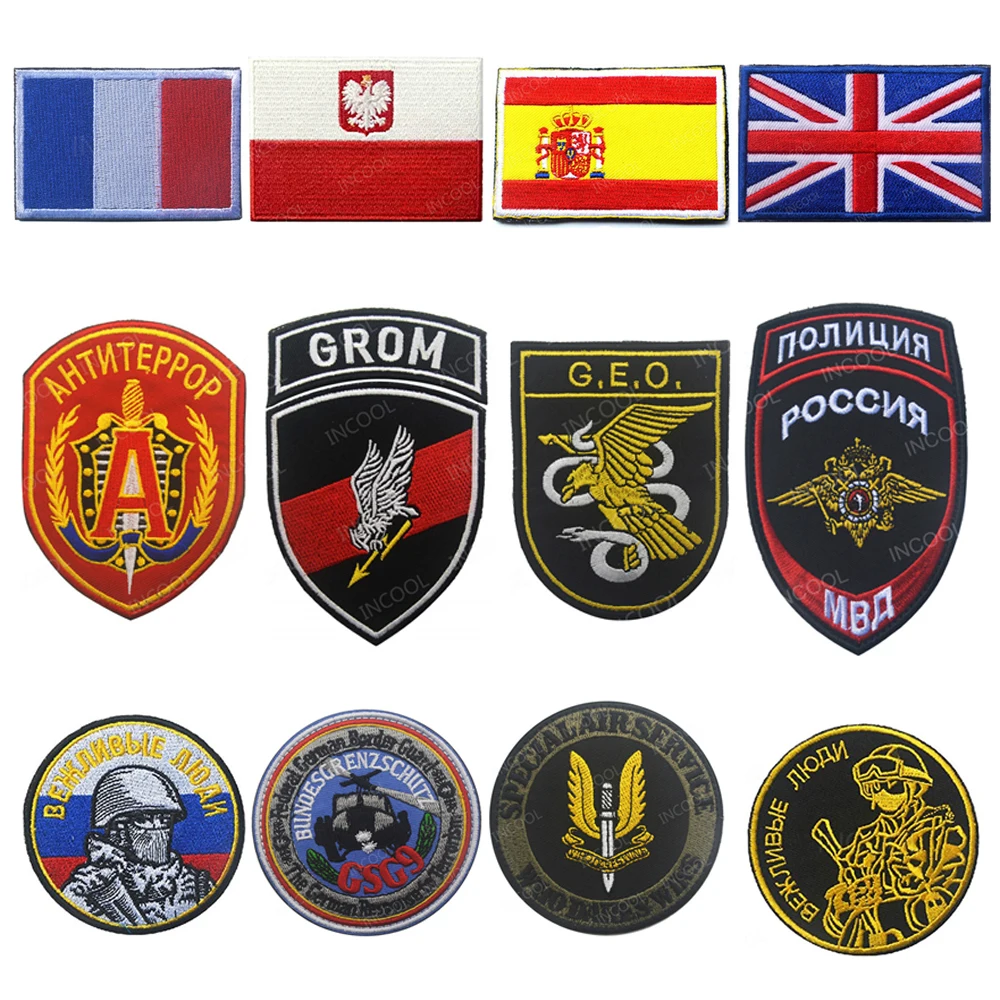 Нашивки с вышивкой Испании Франции Италии Польши России Германии Великобритании