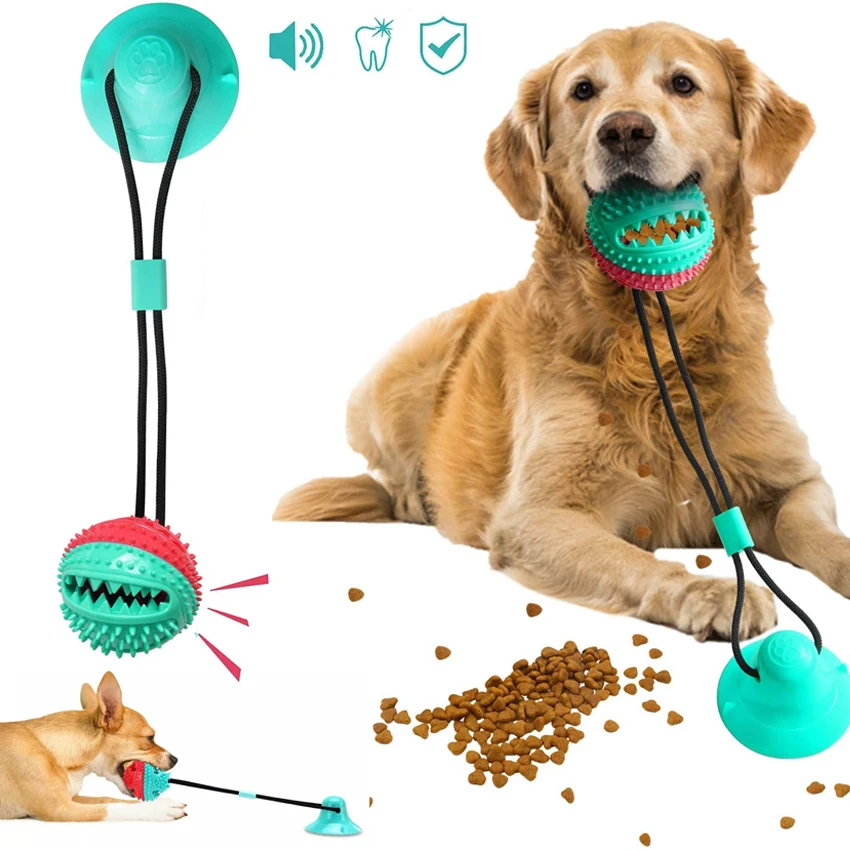 

Dog Toys Silicon Suction Cup Tug Interactive Dog Ball Toy For Pet Chew Bite Tooth Cleaning Toothbrush Feeding Pet Supplies