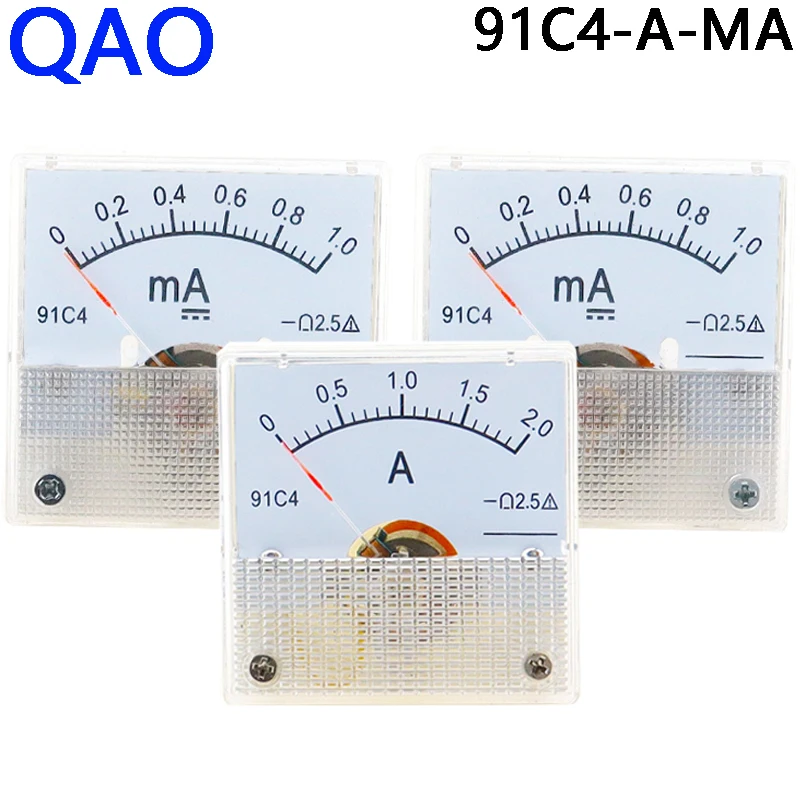 91C4 Аналоговый амперметр постоянного тока 1A 2A 3A 5A 10A 20A 30A 50A 100A 200A 300A 500A панельный