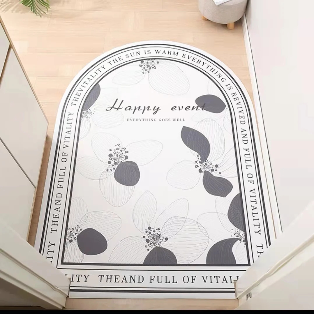 

Semi-circular door mat PVC can be rubbed and washed lazy leather mat light luxury into the door vestibule carpet cutting