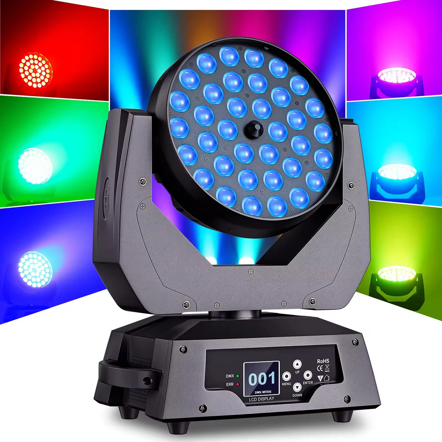 Jacmui Rgbw Zoom 4 в 1 Dmx 512 стирка светильник 36 × 10 Вт бусины высокой яркости движущаяся