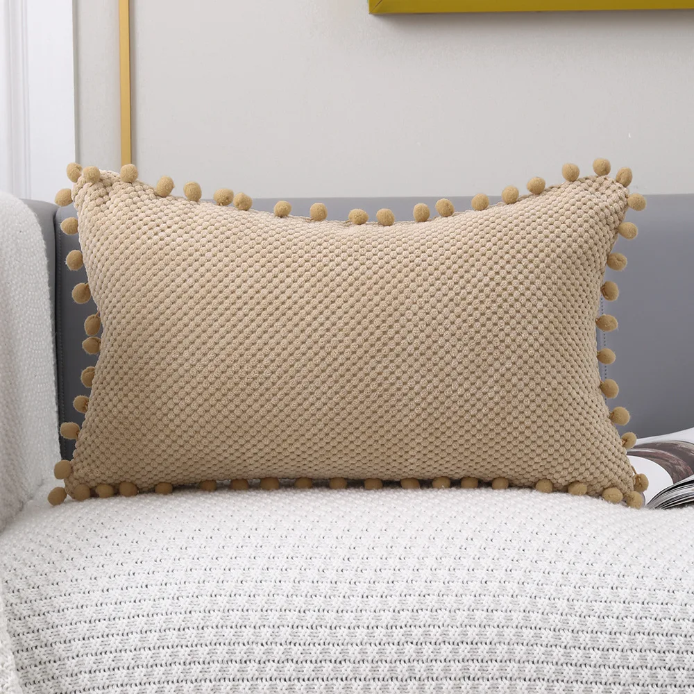Наволочка с помпоном 45x45 30x0 см высокое качество искусственная кожа для дивана