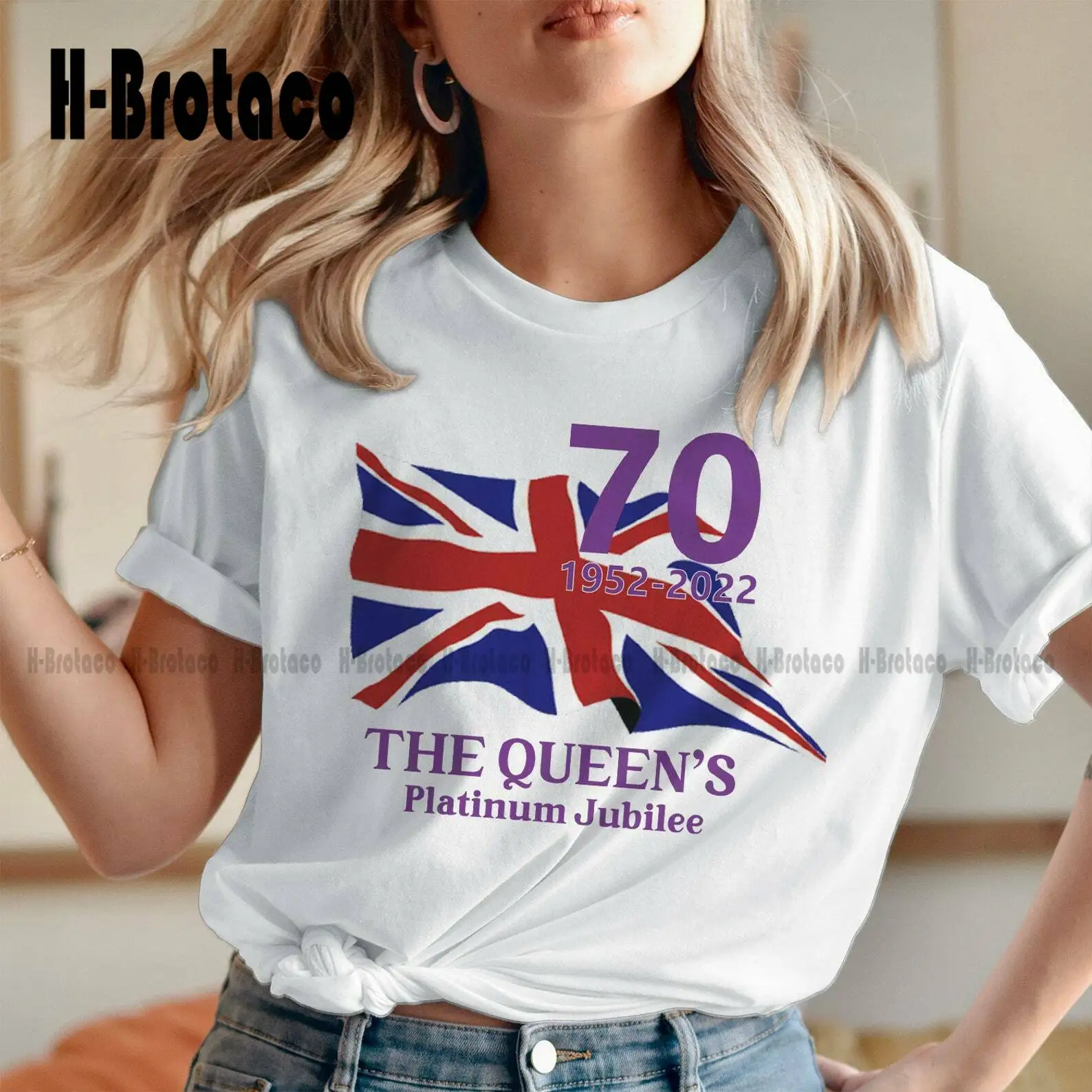 Queen Elizabeth Ii Platinum Jubilee 2022 T Shirt Funny Cotton Tee Gift Men White 70S Shirts For Women Fashion Tshirt Summer  New