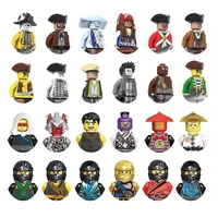 pirate mini action figures building blocks worker fireman player bricks educational toys for kids birthday gifts