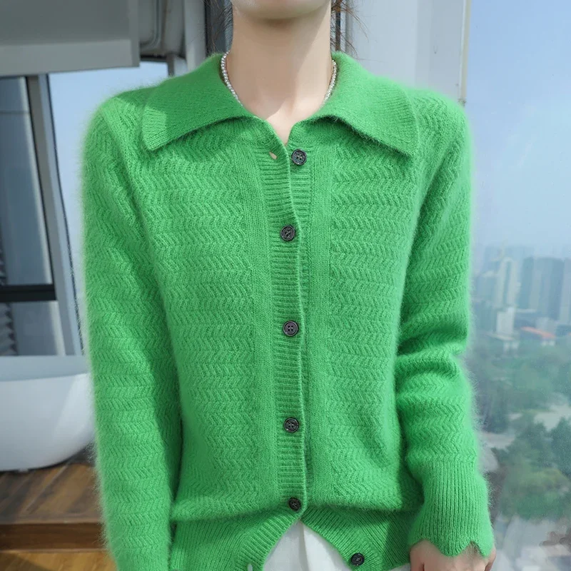 Норковый кашемировый кардиган для женщин шерстяной свитер плотное пальто