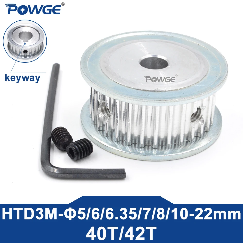 POWGE 40 42 зубца HTD 3M Диаметр шкива ГРМ 5/6/6,35/7/8/10/12/14/15/16/17/18/19/20/25 для ремня HTD3M ширина 6/10/15/20 мм 40T 42T