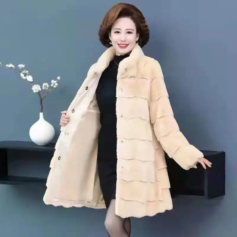New Winter Coat for Women Long Faux Fur Coat Parkas Jackets Warm Thickening Imitation Mink Fur Jacket Oversize Fashion