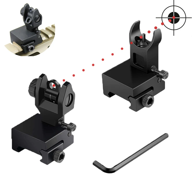 

Thin Folding Iron Sight AR15 CNC Tactical Iron Sight Front and Rear Fixed Sight Picatinny Weaver Rail Fit