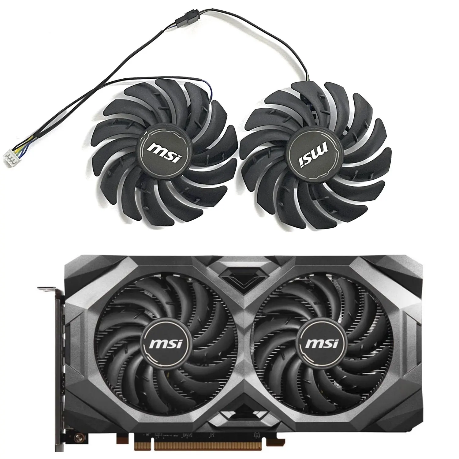 Фото Вентилятор для видеокарты MSI RADEON RX 5600 5700 XT MECH OC, 4 контакта, 87 мм №1