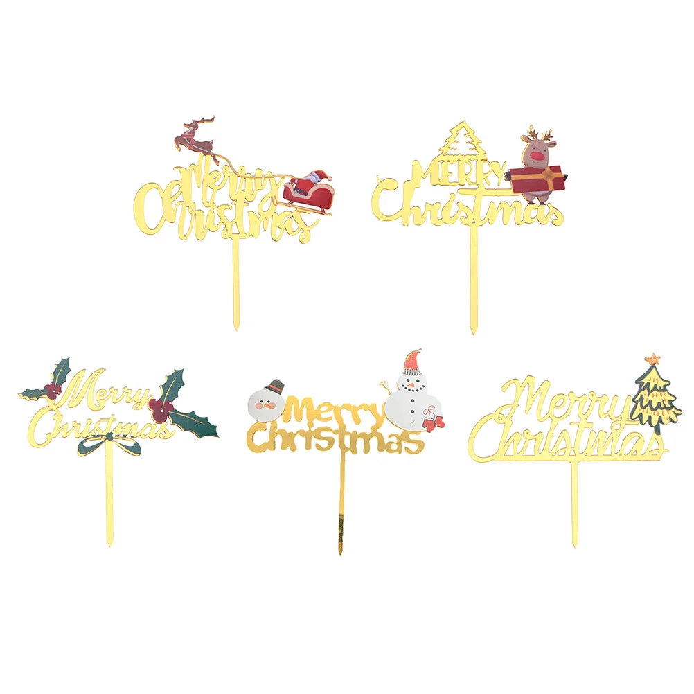 

Christmas Cake Cupcake Picksdecoration Dessert Pick Happy Anniversary Decorations Decor Fruit Toppers