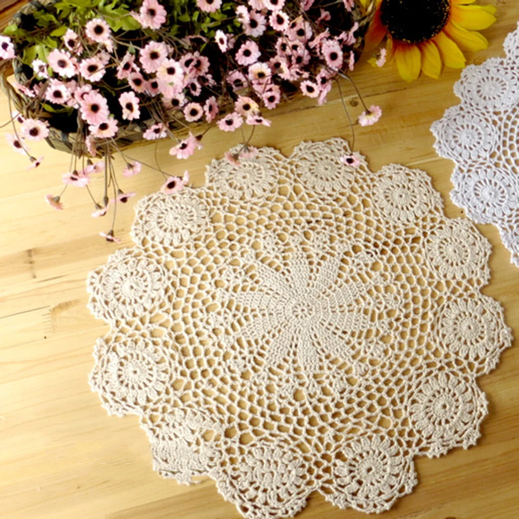 

Hollow Flowers Cotton Crochet Mat Heat Resistant Kitchen Dinning Placemats Tableware Bowl Dish Cup Mats Coaster Pad