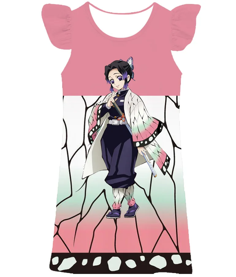 

Платье для девочек с аниме «рассекающий демонов», косплей-платье для маленьких девочек, платье Kamado Nezuko, лето