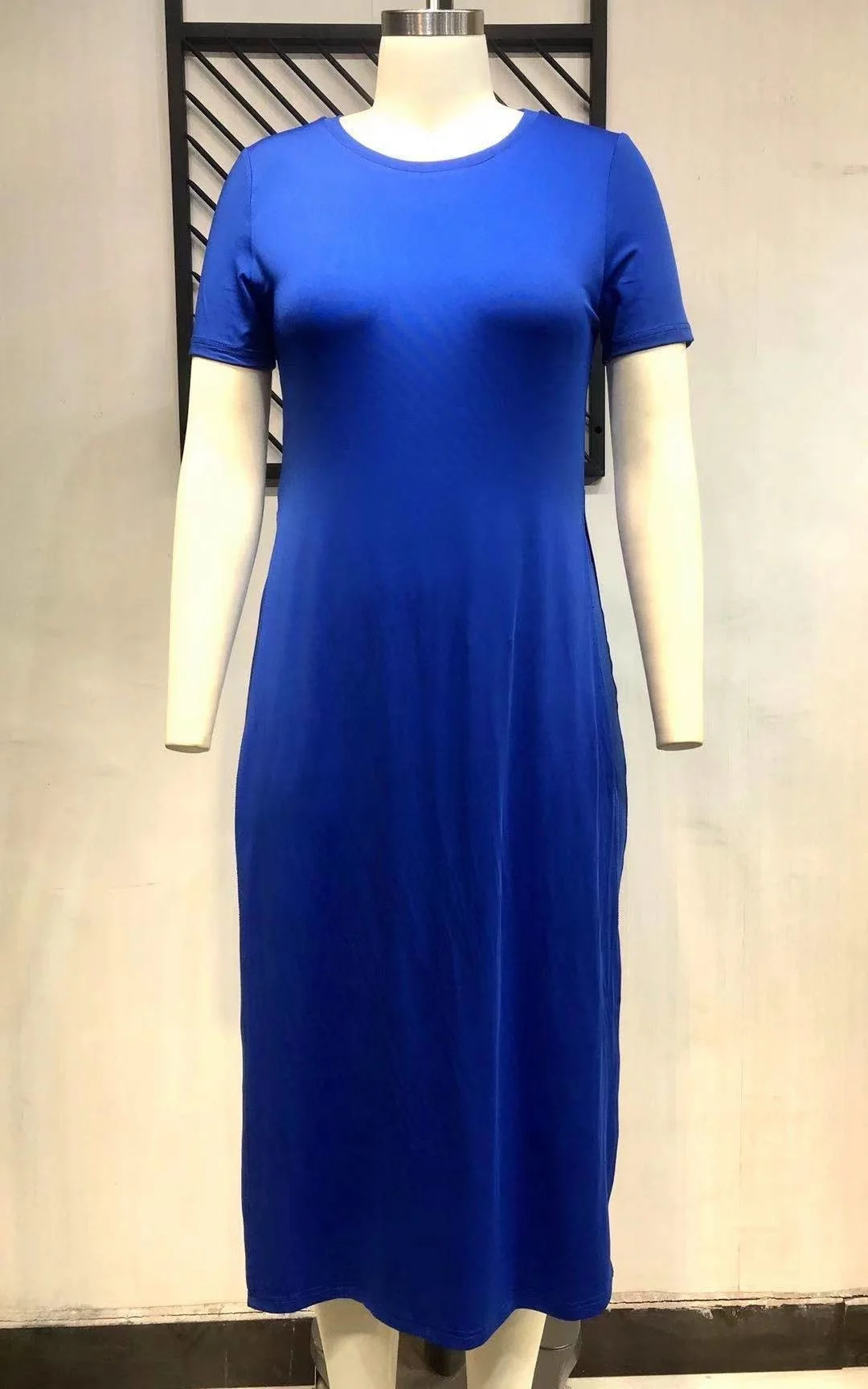 Plus Size Dress Large Women's Summer New Fashion Irregular Hemline Solid Color Dresses O-neck Fitting Casual Female Clothes