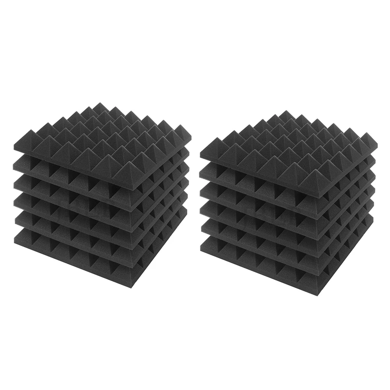 

New Hot 12 Piece Charcoal Acoustic Panel Studio Foam Wedge Fireproof Insulation Liner Siding 30 X 30 X 5Cm (Black)