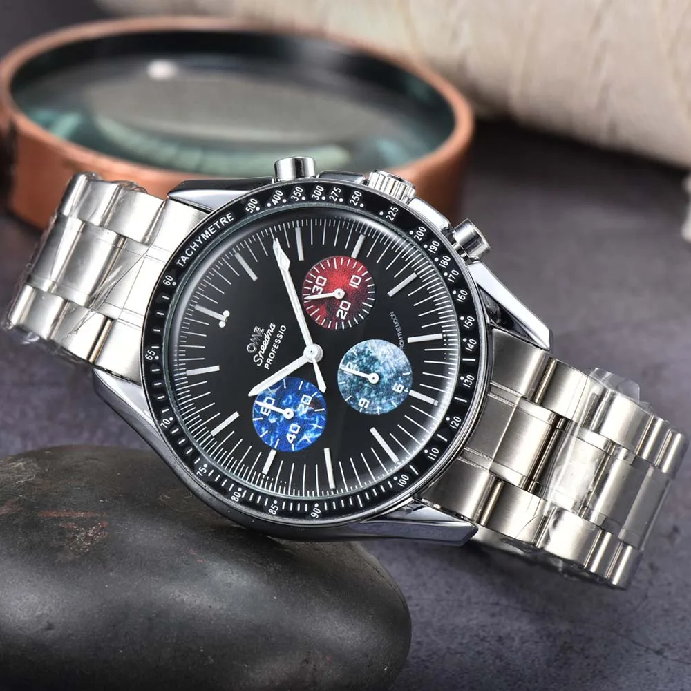 

New Luxury Brand Watches For Men Top Multifunction Chronograph Automatic Date Moon Quartz Watch Stainless Steel Sports AAA Clock