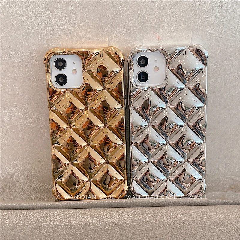 

Shiny 3D plating Cube bumper shockproof Soft silicon Phone Case For iPhone 14 13 12 11 Pro Max Mini XS X XR 7 8 Plus Soft Cover