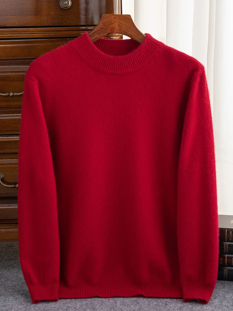 100% кашемировый мужской плотный пуловер свитер с ложным воротником