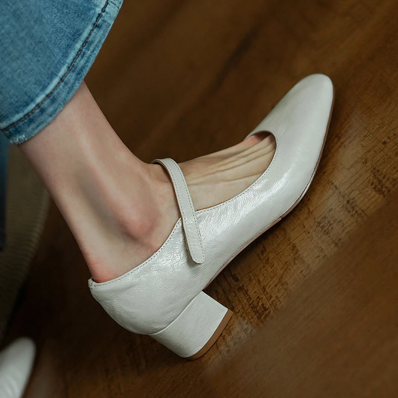 Женские туфли-лодочки из овчины женские туфли Мэри Джейн во французском стиле с