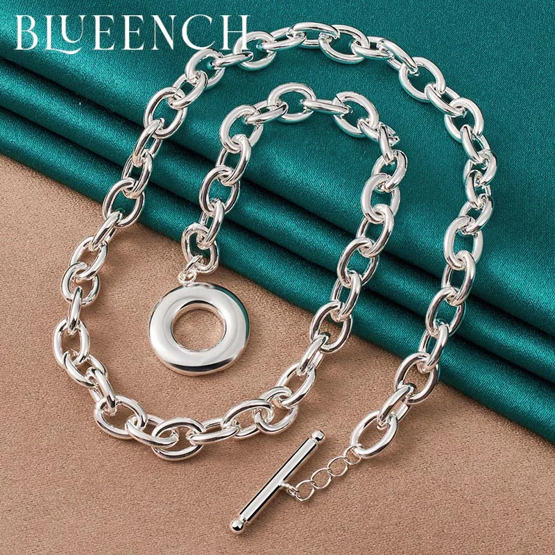

Blueench 925 Sterling Silver Simple Thick Chain OT Buckle Necklace for Women Proposal Wedding Fashion Charm Jewelry