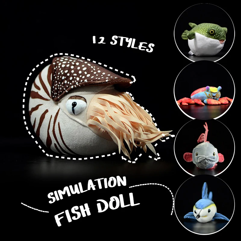

Soft Lifelike Fish Stuffed Plush Toy Simulation Lobster Fugu Tuna Crab Cute Sea Animal Doll Ornament Photo Props Kids Gifts