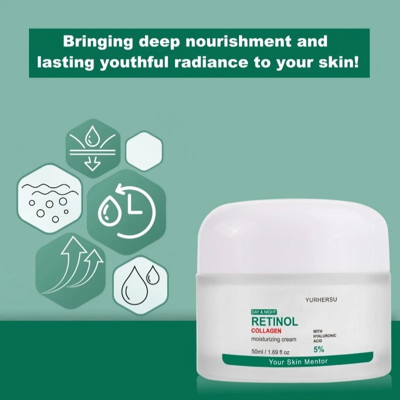 Фото DAY&NIGHT RETINOL COLLAGEN Увлажняющий крем HYALURONIC ACID 5% уменьшающий тонкие линии, укрепляющий, осветляющий увлажняющий крем для лица №5
