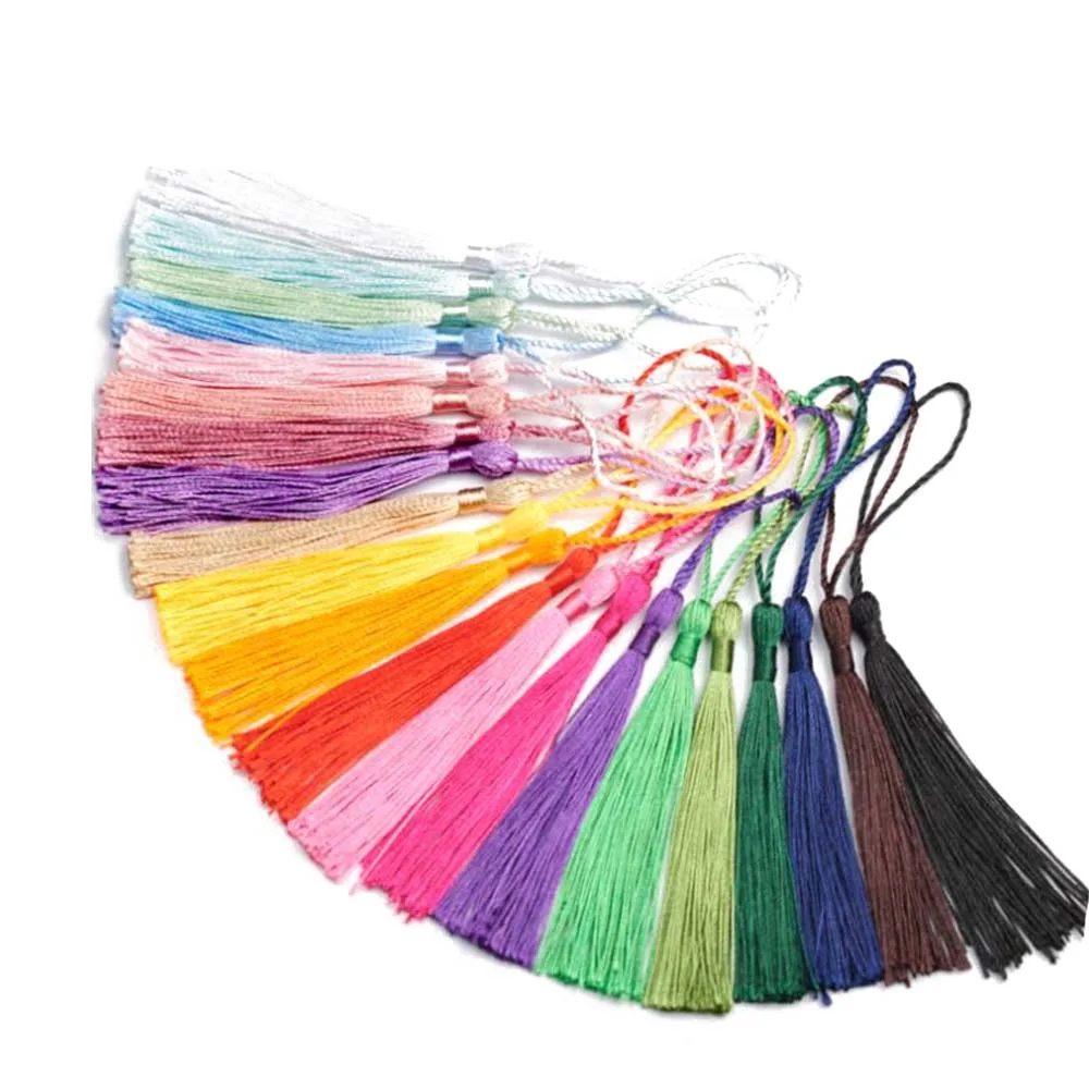 

10/30/50pcs Mix Silky Handmade Soft Tassels with Loops For DIY Resin Bookmark Key Chain Pendant Jewelry Craft Making Supplies