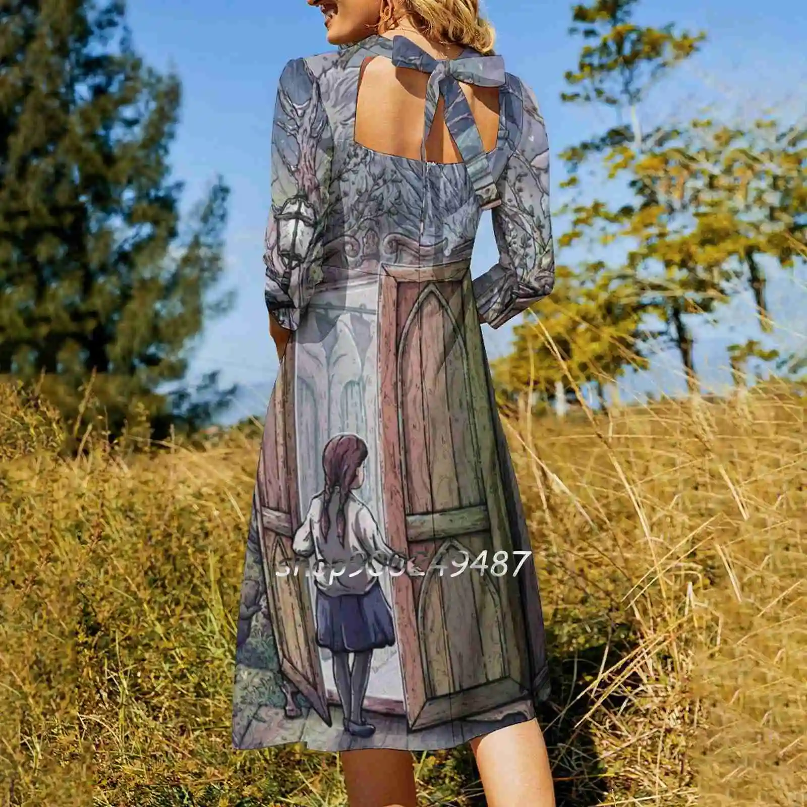 Lucy'S Discovery платье Narnia Fan Art с квадратным вырезом Новое Элегантное женское