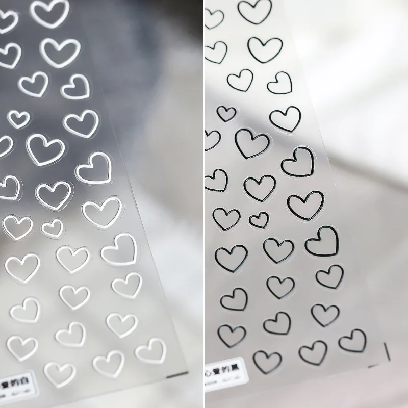 

1 Sheet Love Heart Designs Nail Sticker High Quality Valentines's Day Black White Self-adhesive Transfer Sliders Nail Decoration