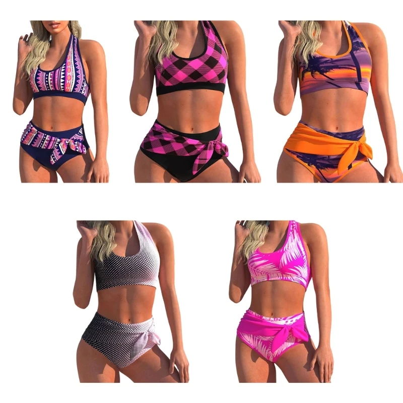 

Women's Floral Print Swimsuit Two Pieces Swimsuit Sexy High Waist Bathing Suits