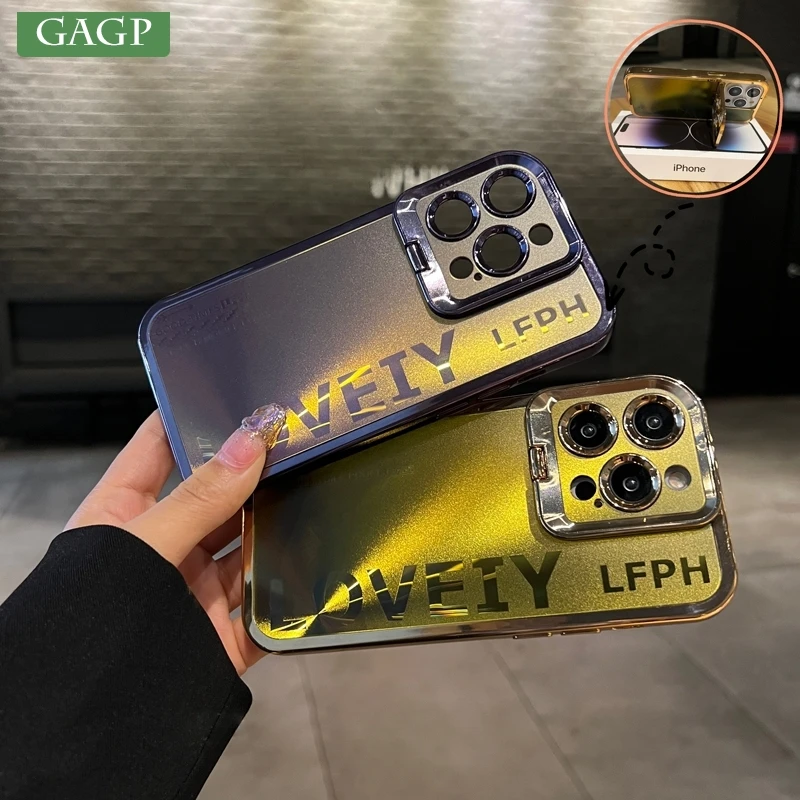 

Роскошный чехол Aurora Laser для телефона iPhone 15 13 12 14 Pro Max 15Pro iPhone 11 Xr Невидимый кронштейн объектива ПК Противоударная задняя крышка