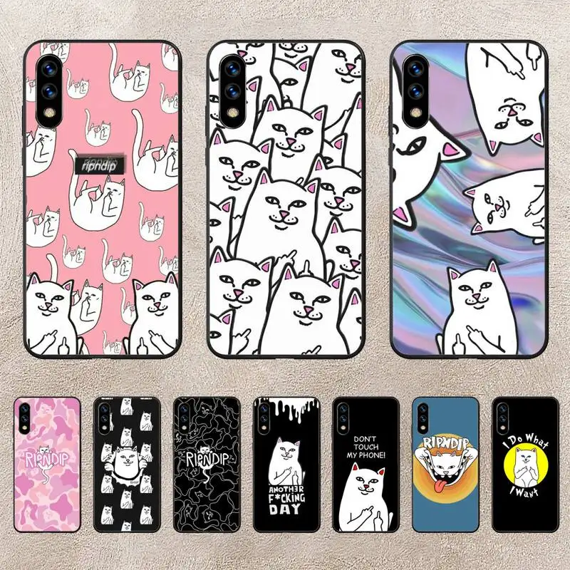 

Middle Cute Fingers Cat-RIPNDIPS Phone Case For Huawei G7 G8 P7 P8 P9 P10 P20 P30 Lite Mini Pro P Smart Plus Cove Fundas
