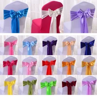 1pc satin chair bow sash diy chair knot ribbon butterfly ties for party event hotel banquet wedding chair decoration supplies