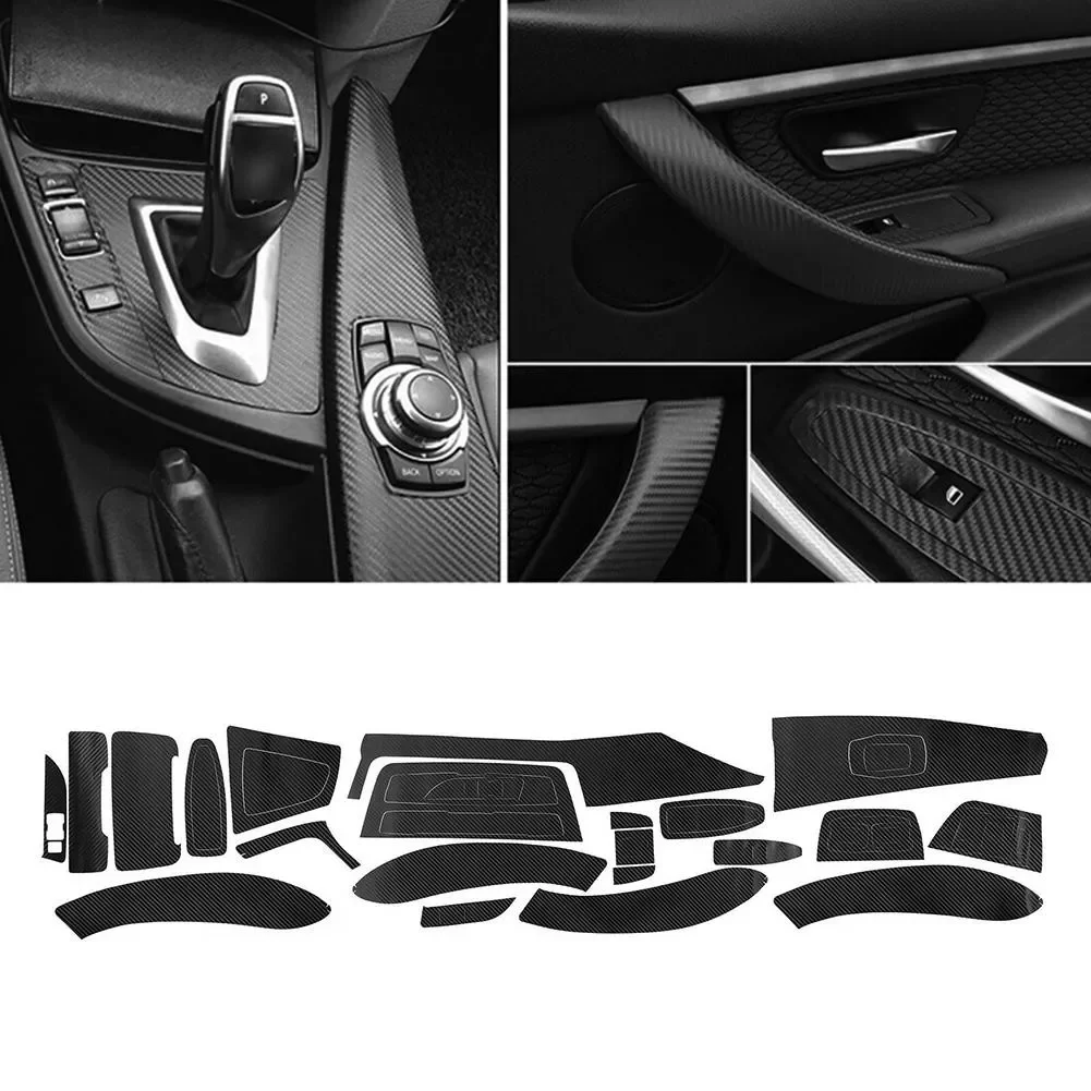 

1 набор, 3D наклейка для интерьера, матовая черная наклейка из углеродного волокна, наклейка для BMW 3 серии F30 F31, только для правого руля