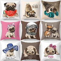 cute pug bulldog sofa decorative cushion covers pillowcase for living room personalized polyester pillow case 4545 home decor