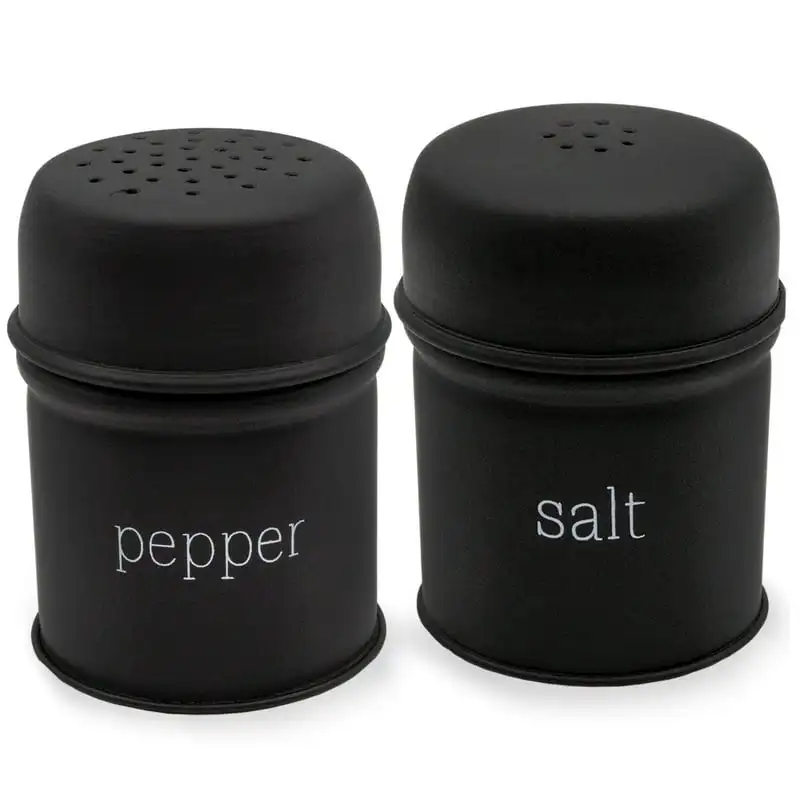 

Modern Contemporary Retro Farmhouse Enamel Salt and Pepper Shaker Set (Black) Storage organizer Drawer organizers Home Organize