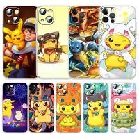 pokemon pikachu cute for apple iphone 13 12 11 mini 8 7 6 5 xs xr x se 2020 pro max plus transparent phone case funda capa